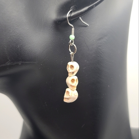 Handcrafted Skull Hook Earrings - Picture 6 of 12